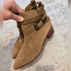 Marc Fisher Yandi Tan Suede Ankle Boots